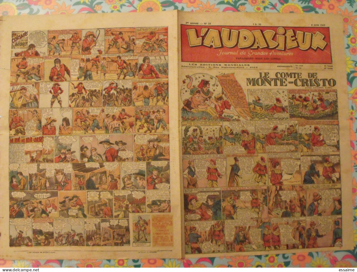 5 Numéros De L'Audacieux De 1942. Le Comte De Monte-Cristo, Le Roi Du Far-west, Christophe Colomb. A Redécouvrir - Andere & Zonder Classificatie