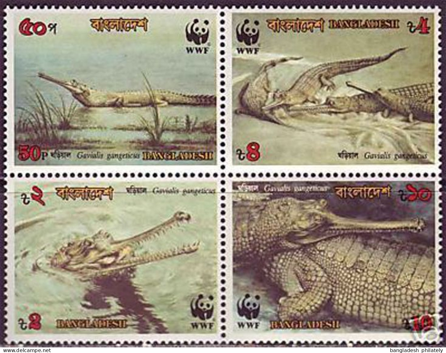 Bangladesh 1990 WWF Gavial Reptile 4v MNH Endangered Animal Fauna MNH Mi 323-26 Scott 340-43 W.W.F. Crocodile - Autres & Non Classés