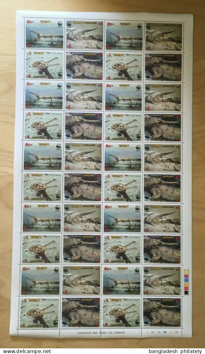 Complete Sheet Bangladesh 1990 WWF Gavial Reptile 4v MNH Endangered Animal Fauna MNH Mi 323-26 Scott 340-43 W.W.F. - Autres & Non Classés