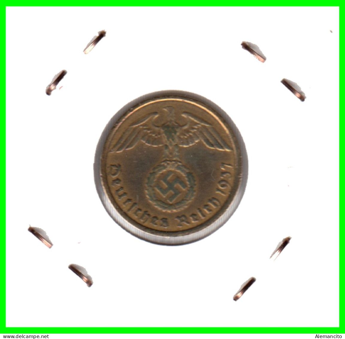 GERMANY - ALEMANIA DEUTFCHES REICH MONEDA DE 0.10 REICHSPFENNIG AÑO 1937 – CECA-A - KM 92  - BRONCE - ESTRIADA - 10 Reichspfennig