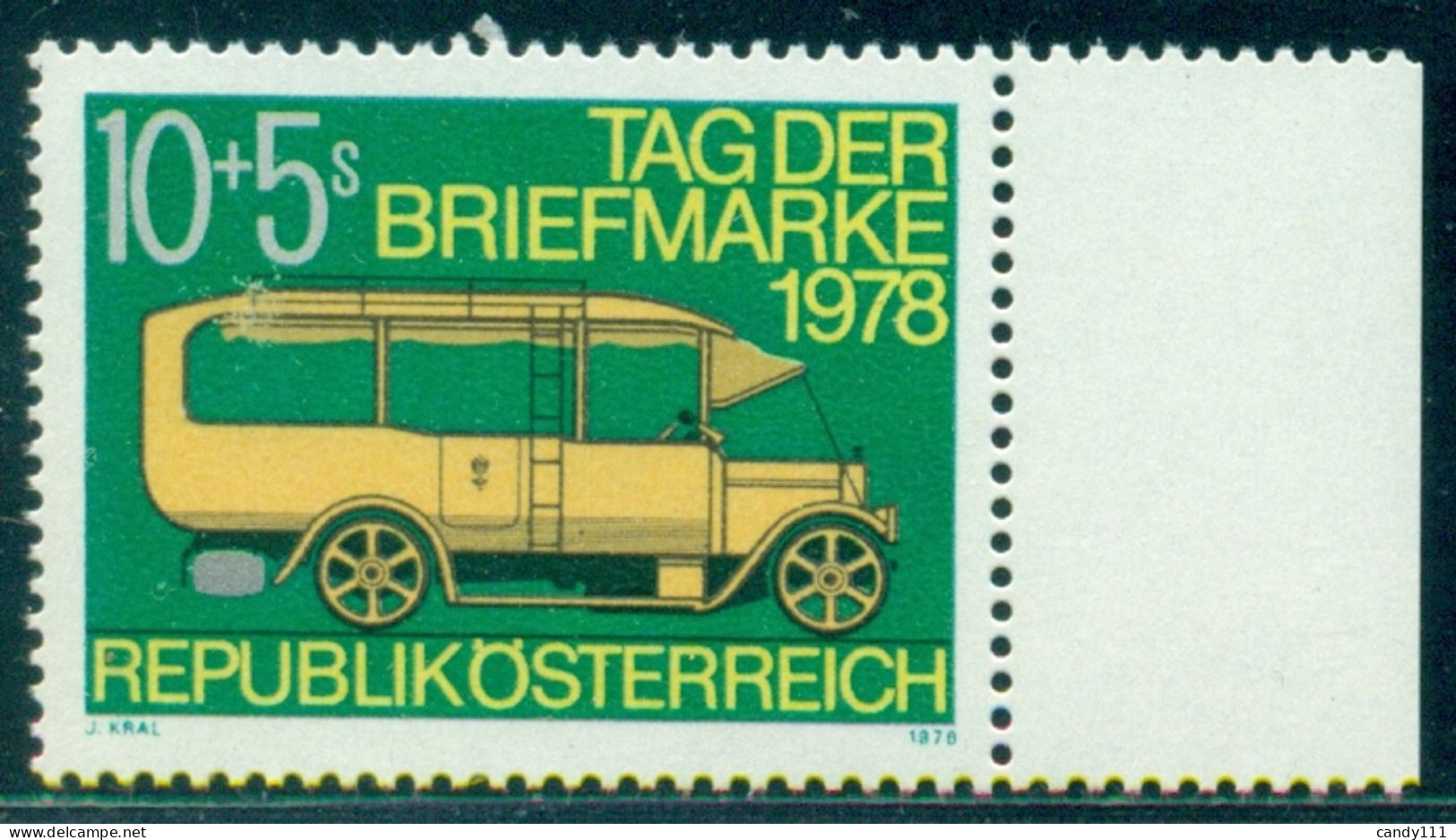 1978 Stamp Day, Mail Van  From 1913,Austria,Mi.1592,MNH - Autres (Terre)