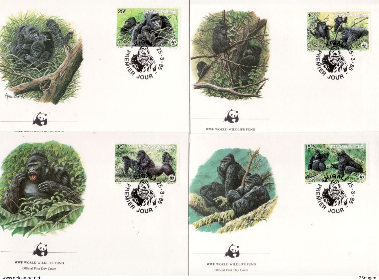 RWANDA 1985  MiNr 1292-1295 FDC - 1980-1989