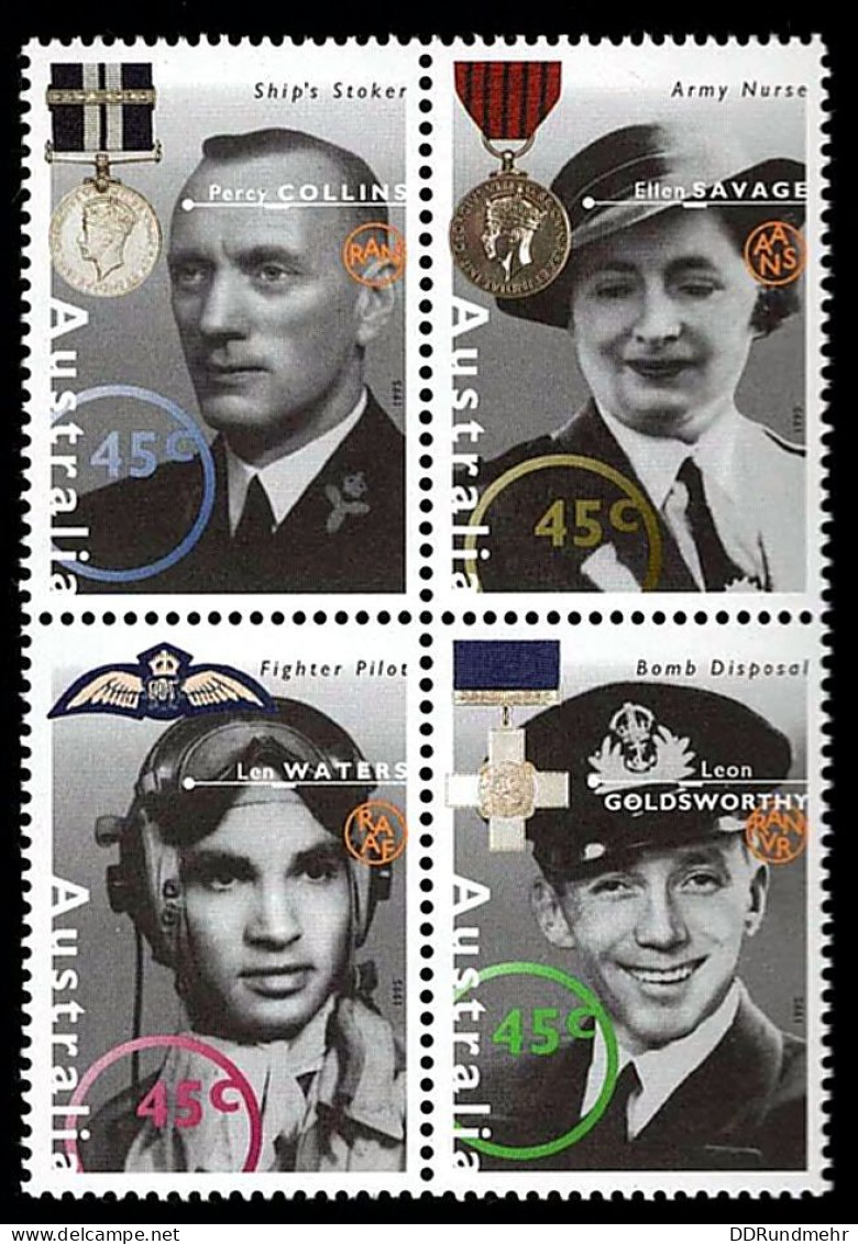 1995 World War Heroes Michel AU 1490-1493 Stamp Number AU 1455a Yvert Et Tellier AU 1458-1461 Xx MNH - Blocs - Feuillets