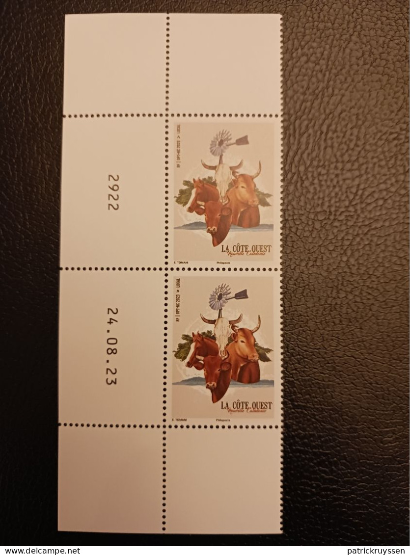 Caledonia 2023 Caledonie West Coast Farm Animal Horse Cow Ox Cattle 2v Mnh VERT DATE + NUMBER - Nuovi