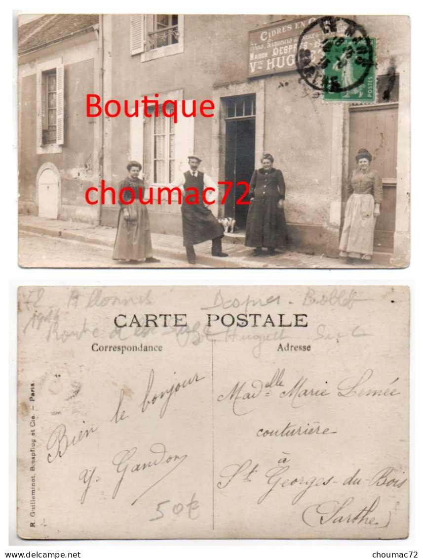 1914, Sarthe, Allonnes, Carte-photo, Vve Huguet, Route De La Suze, Cidres, Vins, Liqueurs … - Allonnes