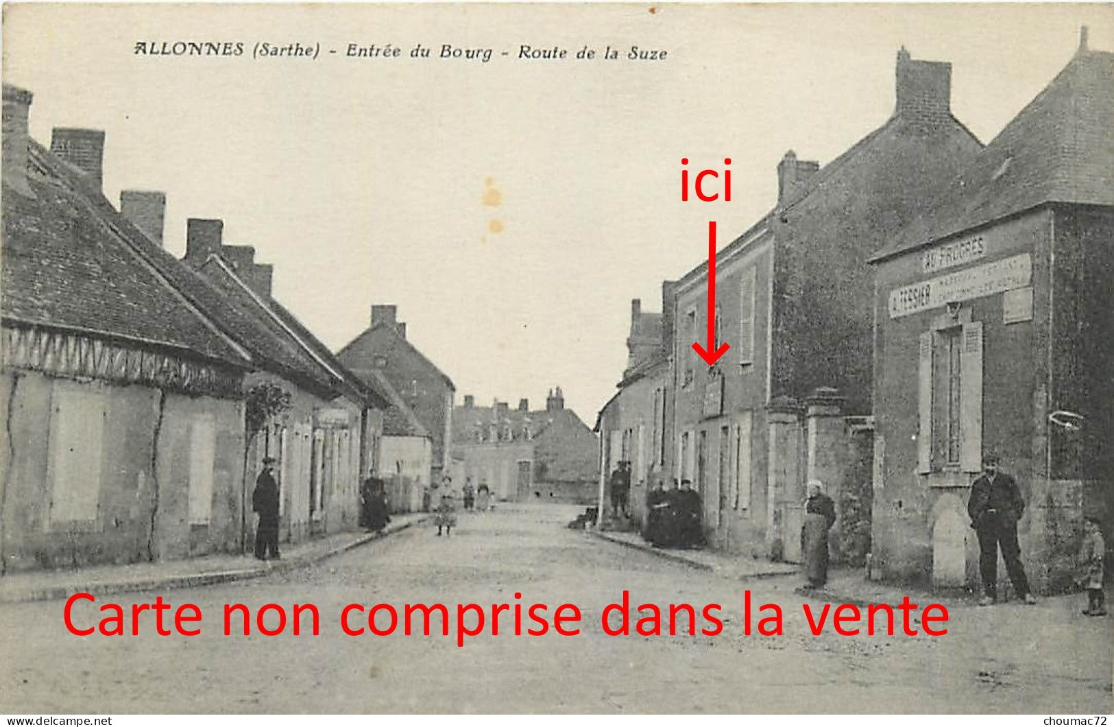 1914, Sarthe, Allonnes, Carte-photo, Vve Huguet, Route De La Suze, Cidres, Vins, Liqueurs … - Allonnes