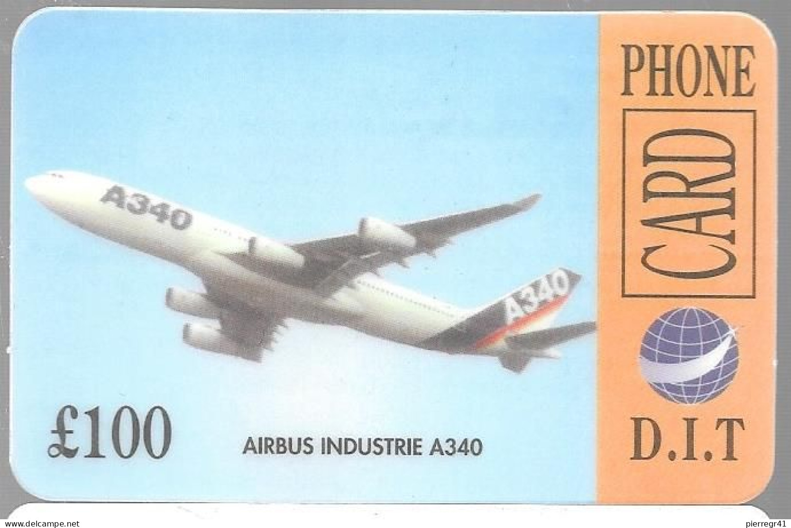 CARTE-PREPAYEE-GB-100£-PHONECARD-AIRBUS A340- TBE - Aerei