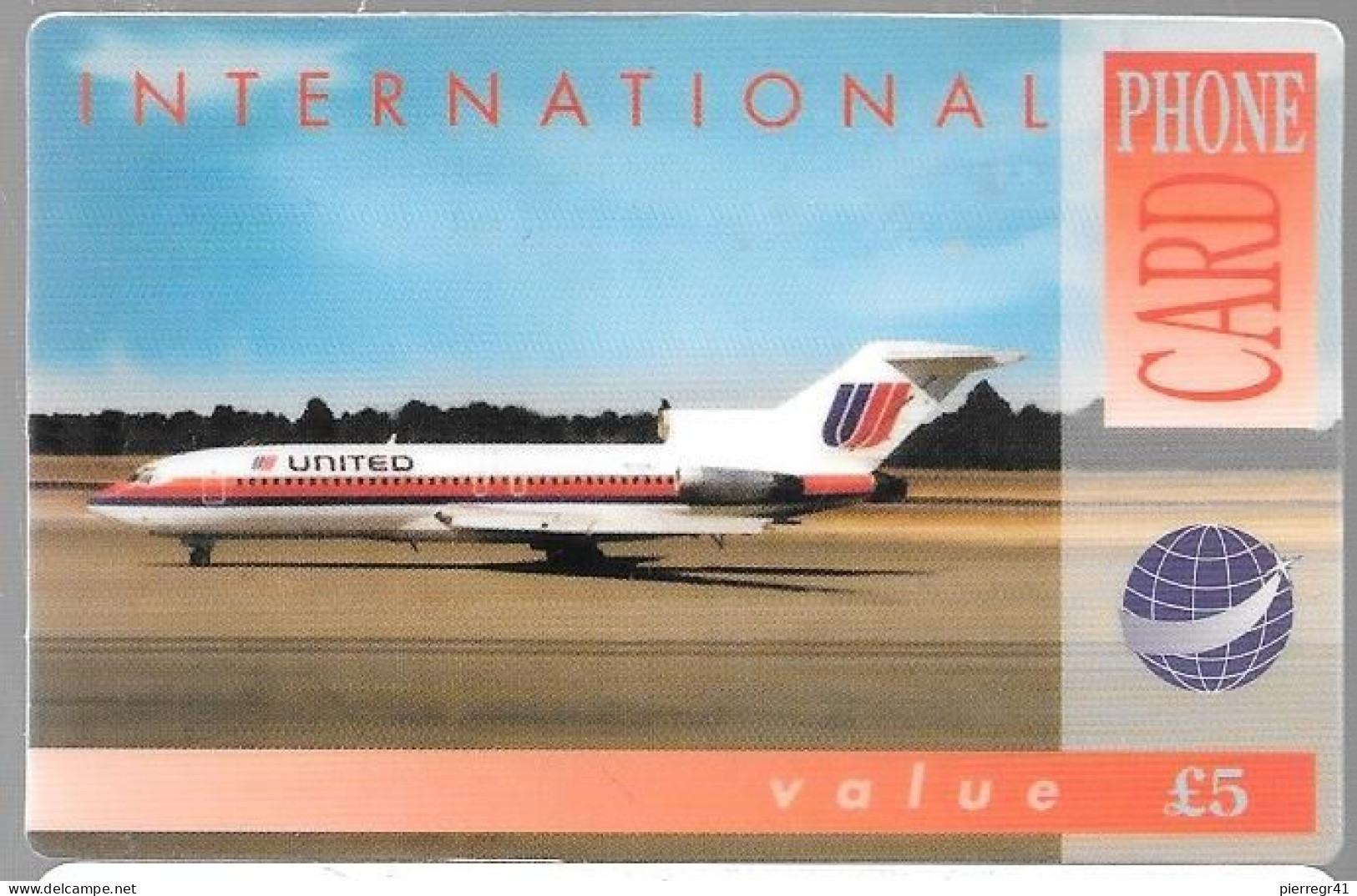 CARTE-PREPAYEE-GB-5£-PHONECARD-BOEING 727-200-Cie United- TBE - Airplanes