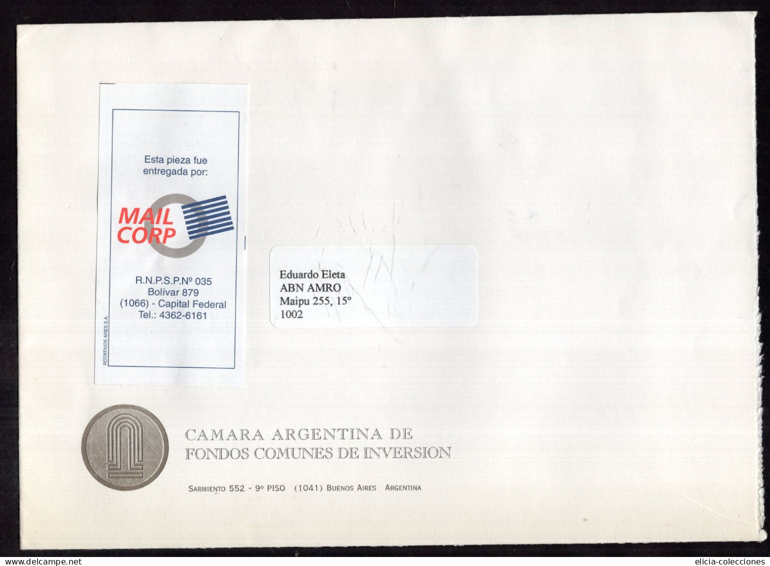 Argentina - Letter - Commercial Envelope - Private Mail Courier - Sent To Buenos Aires - Caja 1 - Cartas & Documentos
