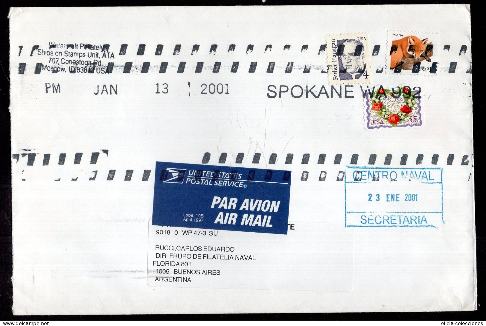 United States - 2001 - Letter - Air Mail - Sent To Argentina - Caja 1 - Brieven En Documenten