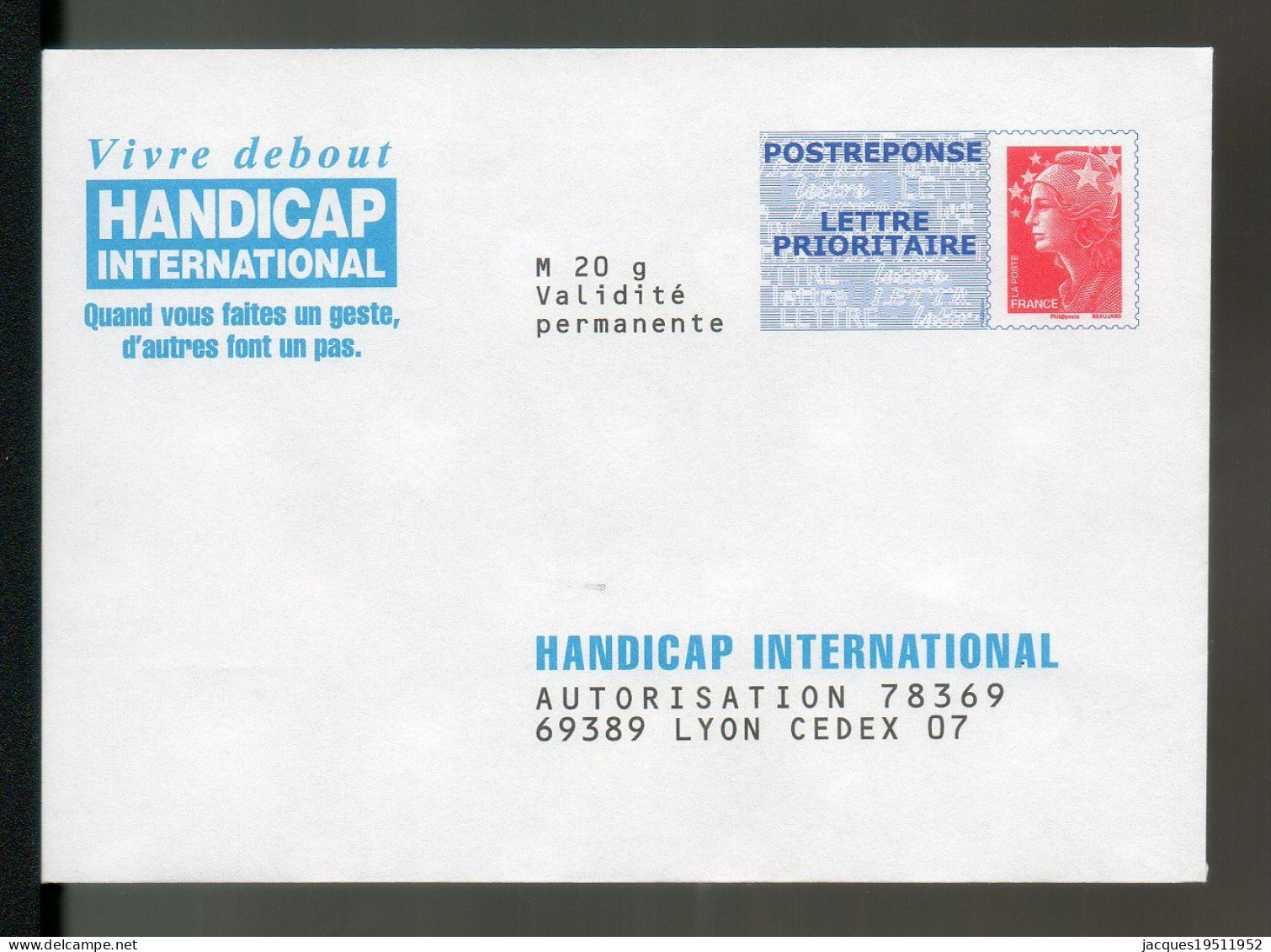 NJ-66 - Beaujard France - Handicap International - N° 08P372 - Prêts-à-poster:Answer/Beaujard