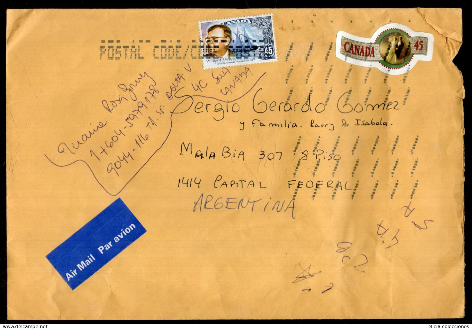 Canada - Letter - Air Mail - Sent To Argentina - Caja 1 - Covers & Documents