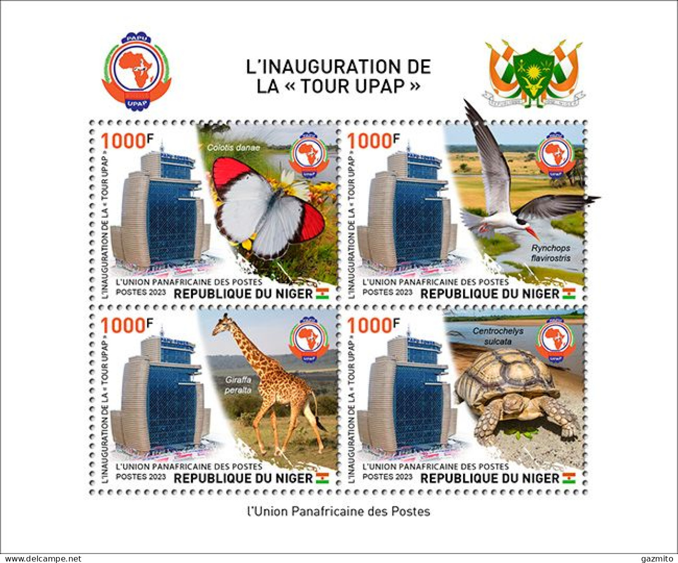 Niger 2023, PAPU, Giraffe, Butterfly, Turtle, Bird, Join Issue, 4val In BF - Joint Issues