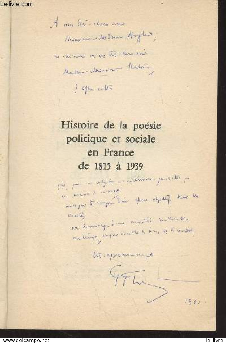 Histoire De La Poésie Politique Et Sociale En France De 1815 à 1939 - Flottes Pierre - 1976 - Livres Dédicacés