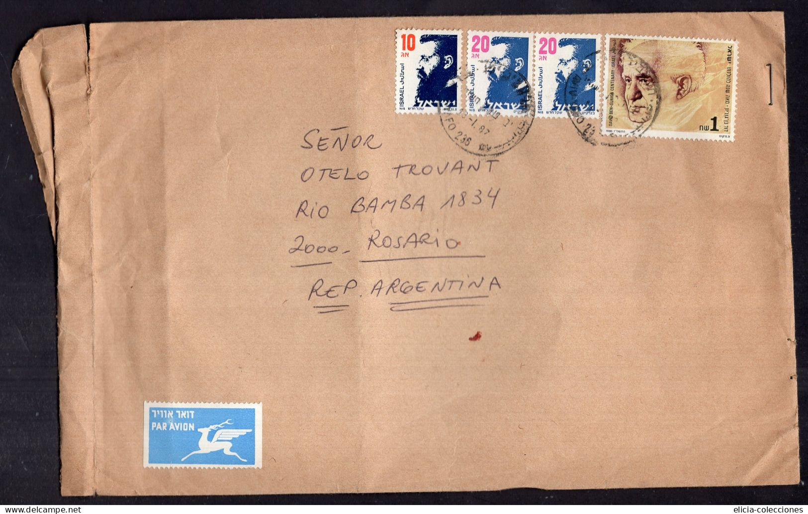 Israel - 1987 - Letter - Air Mail - Sent To Argentina - Caja 1 - Storia Postale