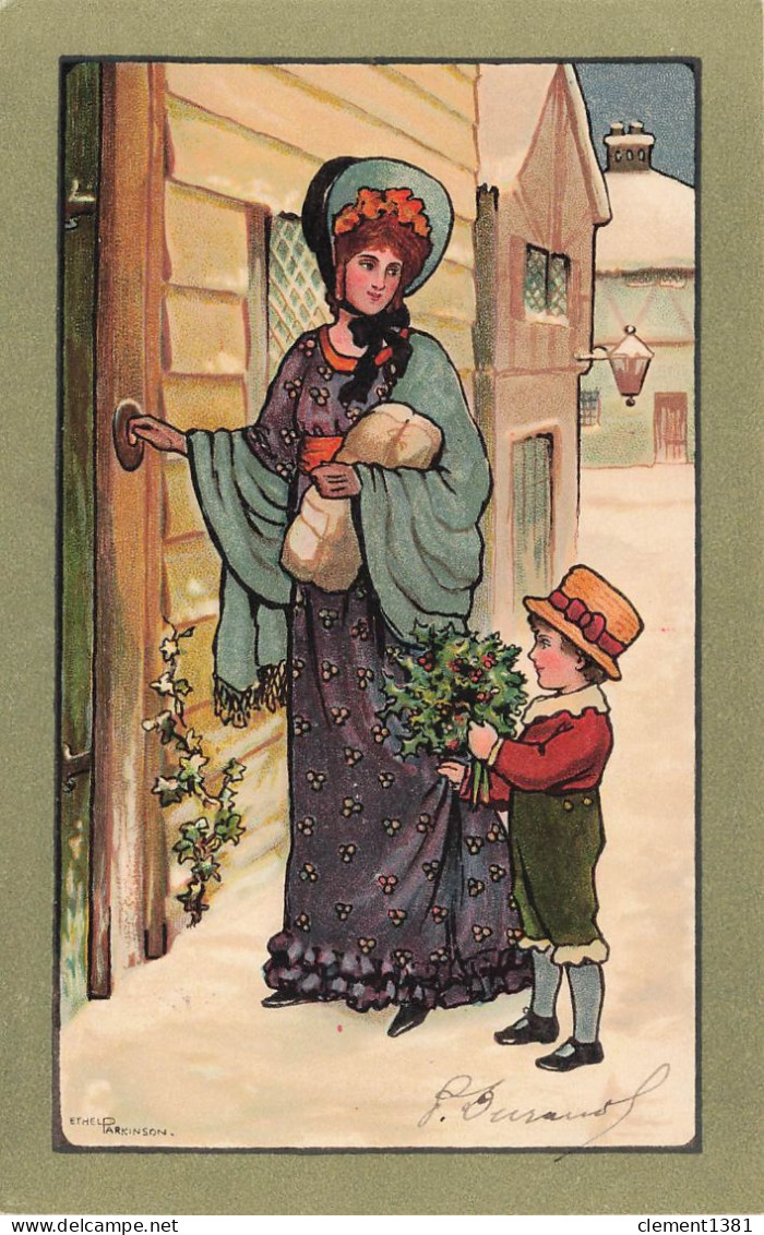 Illustrateur Illustration Ethel Parkinson Femme Et Enfant Avec Un Bouquet De Houx M M Vienne N° 234 - Parkinson, Ethel