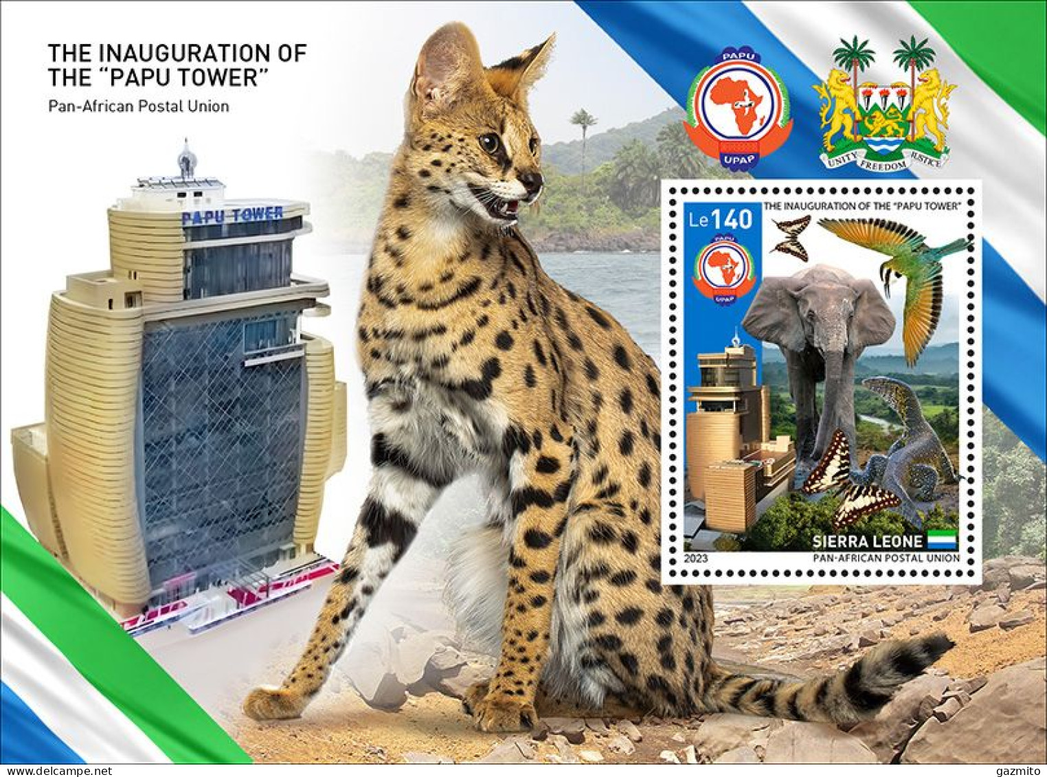 Sierra Leone 2023, PAPU, Elephant, Butterfly, Iguana, Bird, Wild Cat, Join Issue, BF - Poste