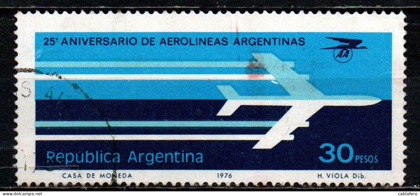 ARGENTINA - 1968 - Argentine Airlines, 25th Anniversary - Jet And Airlines Emblem  - USATO - Usados