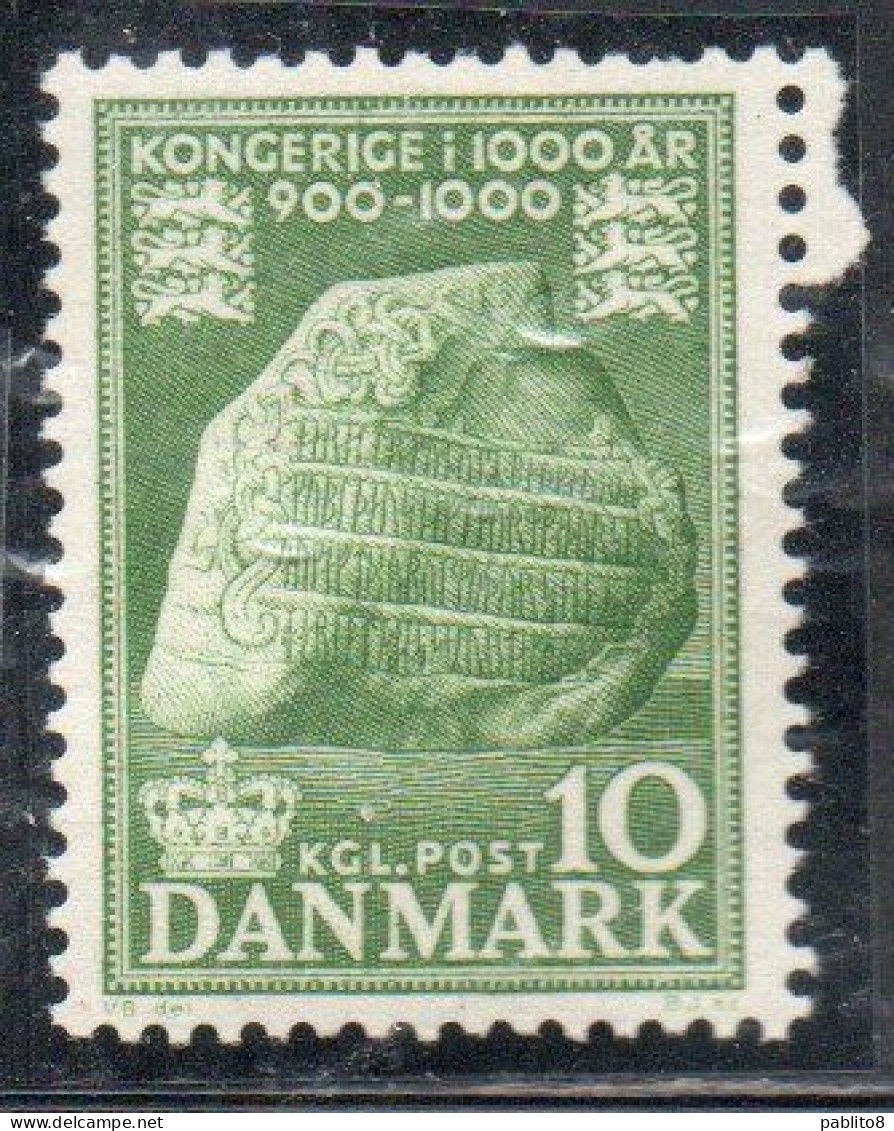 DANEMARK DANMARK DENMARK DANIMARCA 1953 1956 JELLING RUNING STONE 10o MNH - Unused Stamps