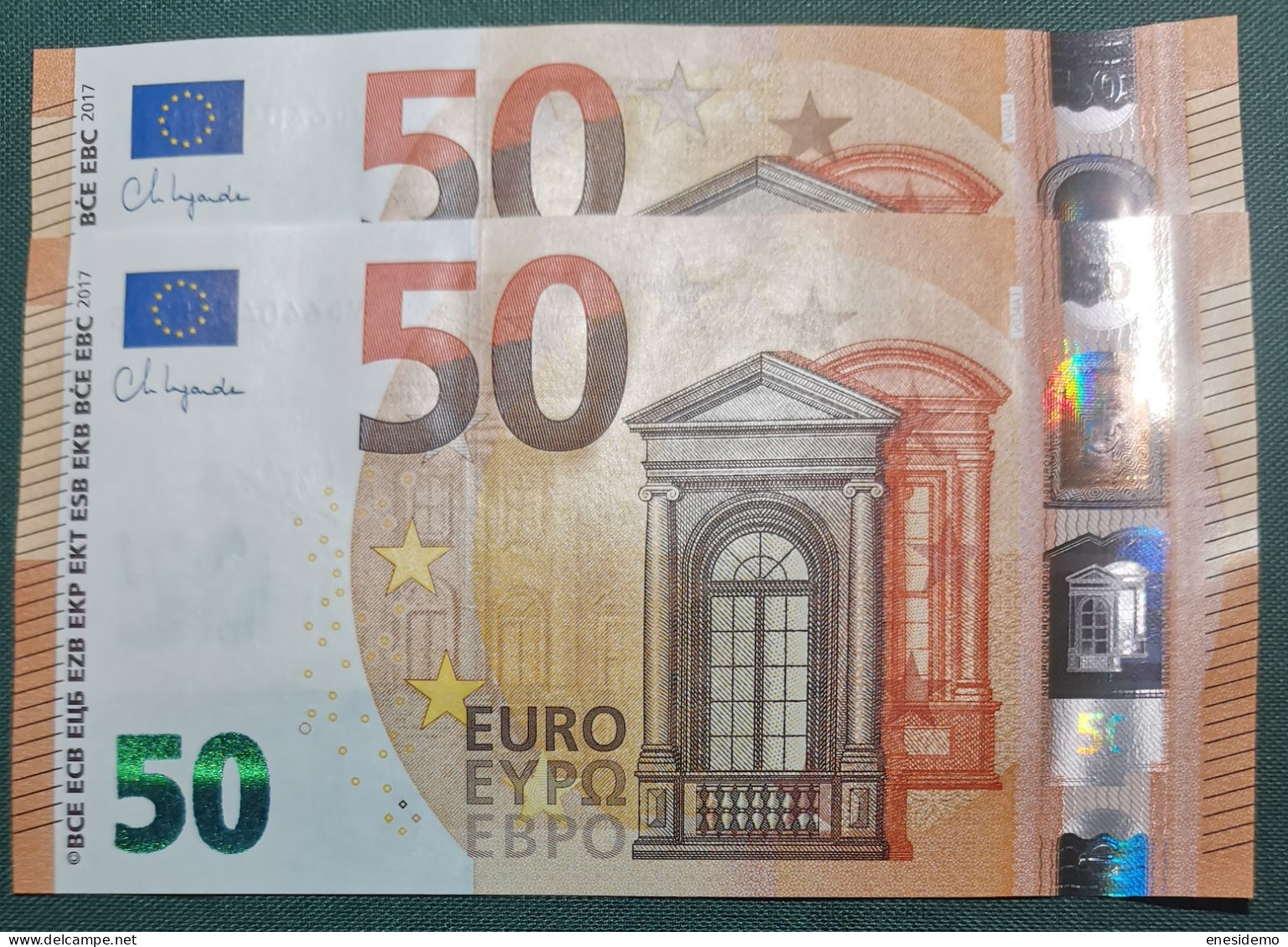50 EURO SPAIN 2017 LAGARDE V034A1 VD CORRELATIVE COUPLE RADAR 2 SC FDS UNCIRCULATED PERFECT - 50 Euro