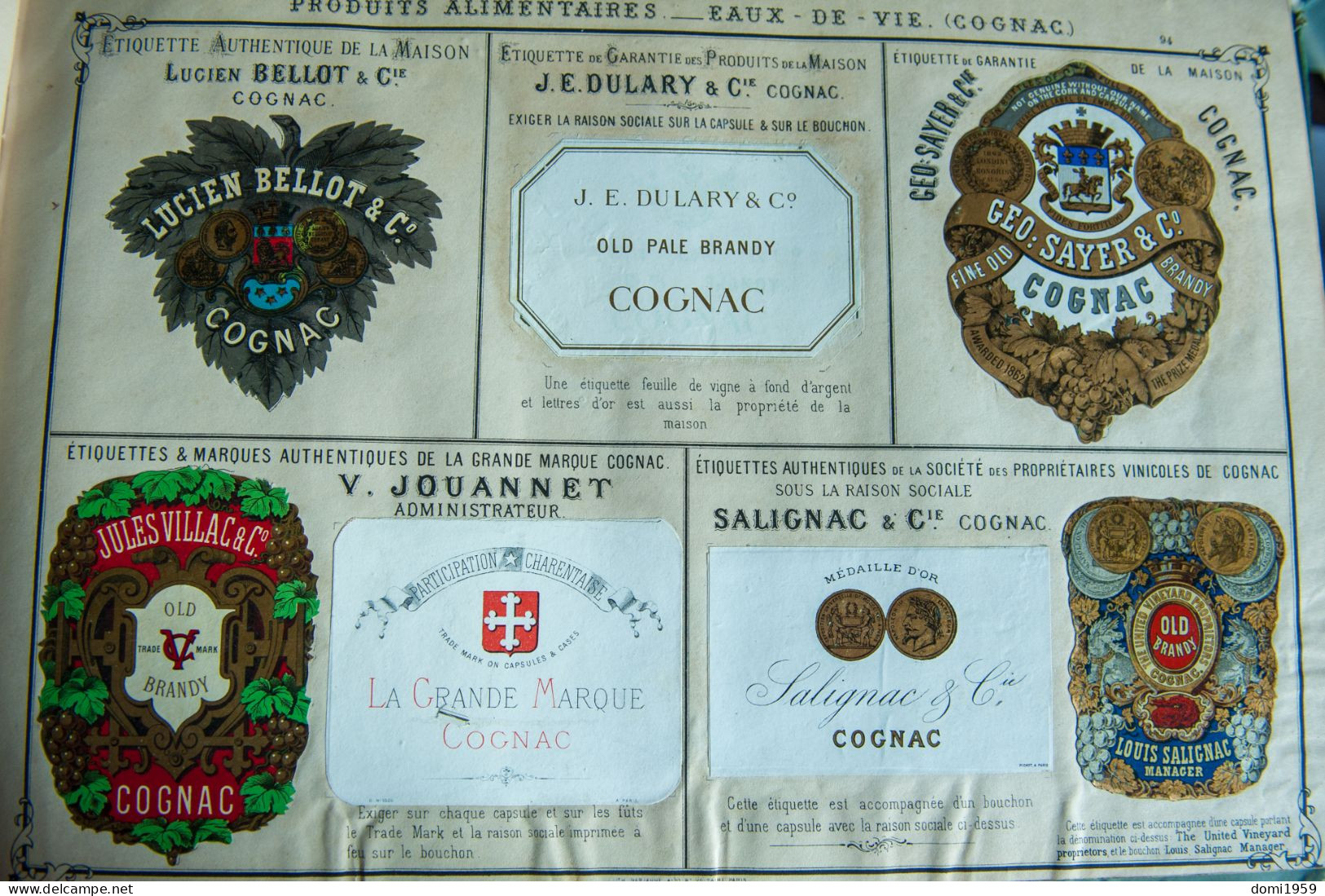 Les Marques De Fabrique Françaises. Editions NELATON. Volume De 1877. Eaux-de-vie Et Cognac - Alcoholes