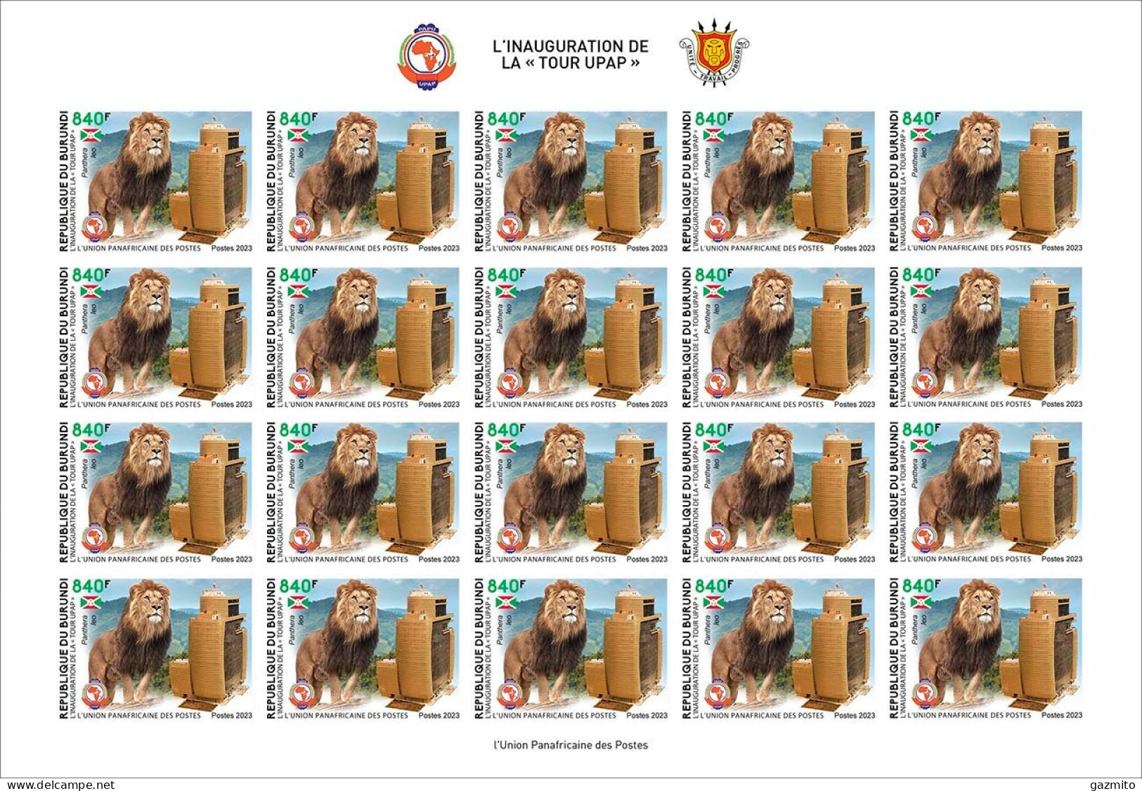 Burundi 2023, PAPU, Lion, Join Issue, Sheetlet IMPERFORATED - Unused Stamps