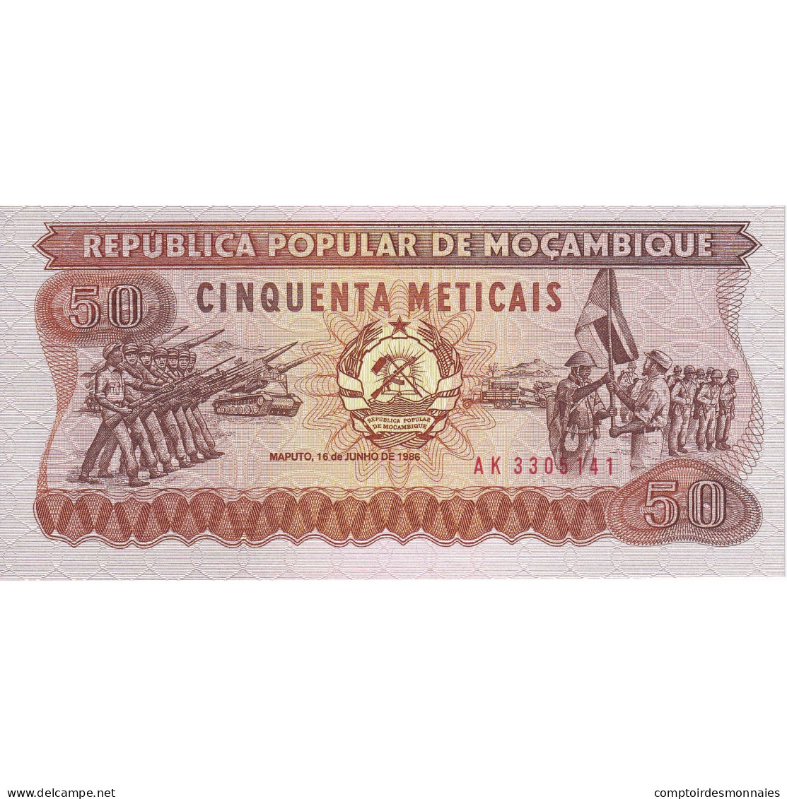 Mozambique, 50 Meticais, 1986, 1986-06-16, KM:129b, NEUF - Mozambico
