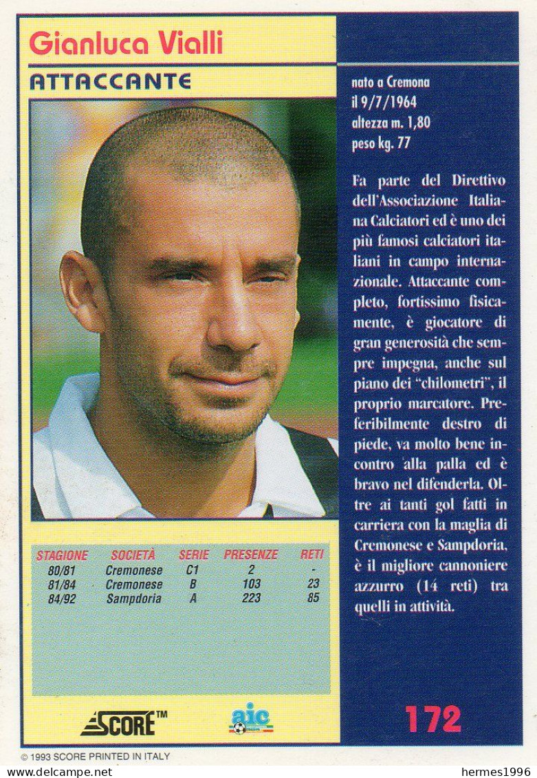 FIGURINA   SCORE  92    JUVENTUS    GIANLUCA  VIALLI - Trading Cards