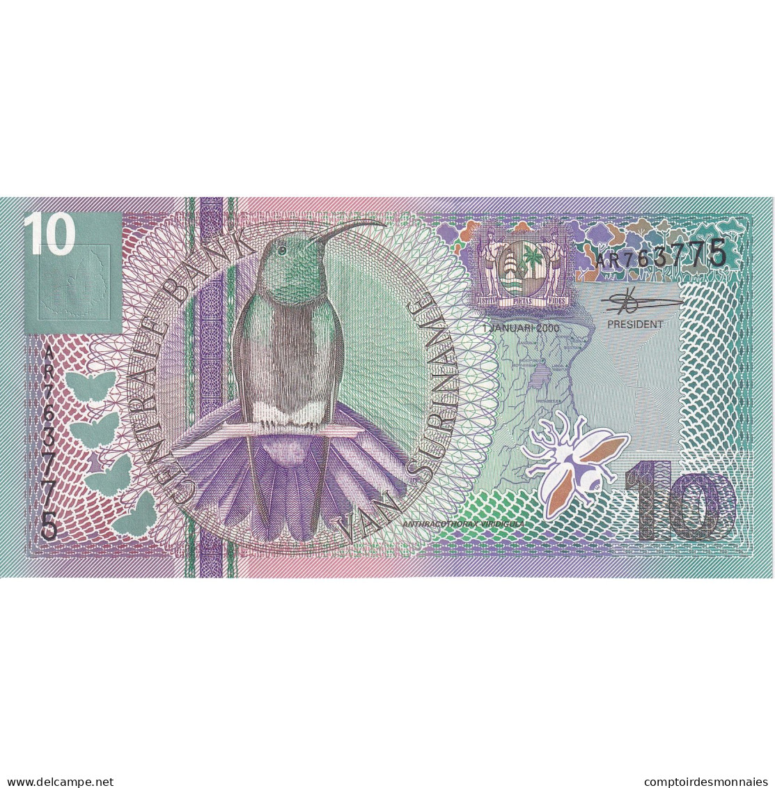 Suriname, 10 Gulden, 2000, 2000-01-01, KM:147, NEUF - Surinam