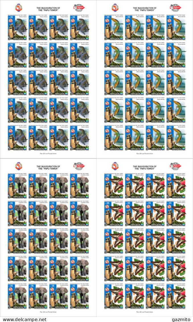 Sierra Leone 2023, PAPU, Elephant, Butterfly, Iguana, Bird, Join Issue, 4Sheetlet IMPERFORATED - UPU (Wereldpostunie)