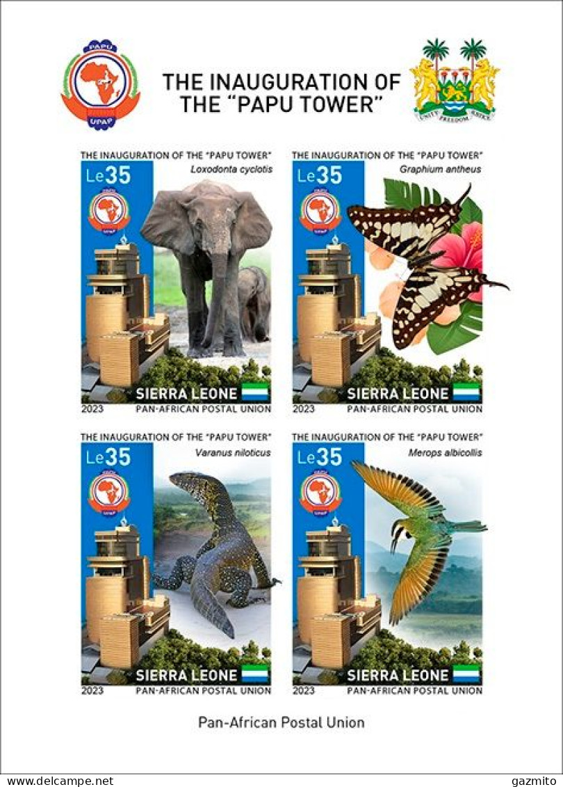 Sierra Leone 2023, PAPU, Elephant, Butterfly, Iguana, Bird, Join Issue, 4val In BF IMPERFORATED - UPU (Union Postale Universelle)
