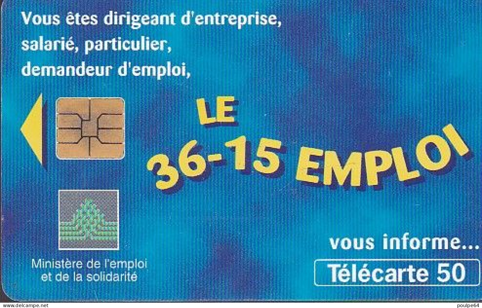 F804A  02/1998 - 36.15 EMPLOI - 50 SO3 - (verso N° Petits Deux Lignes - 2ème Ligne Vers La Gauche Sous Le A) - 1998