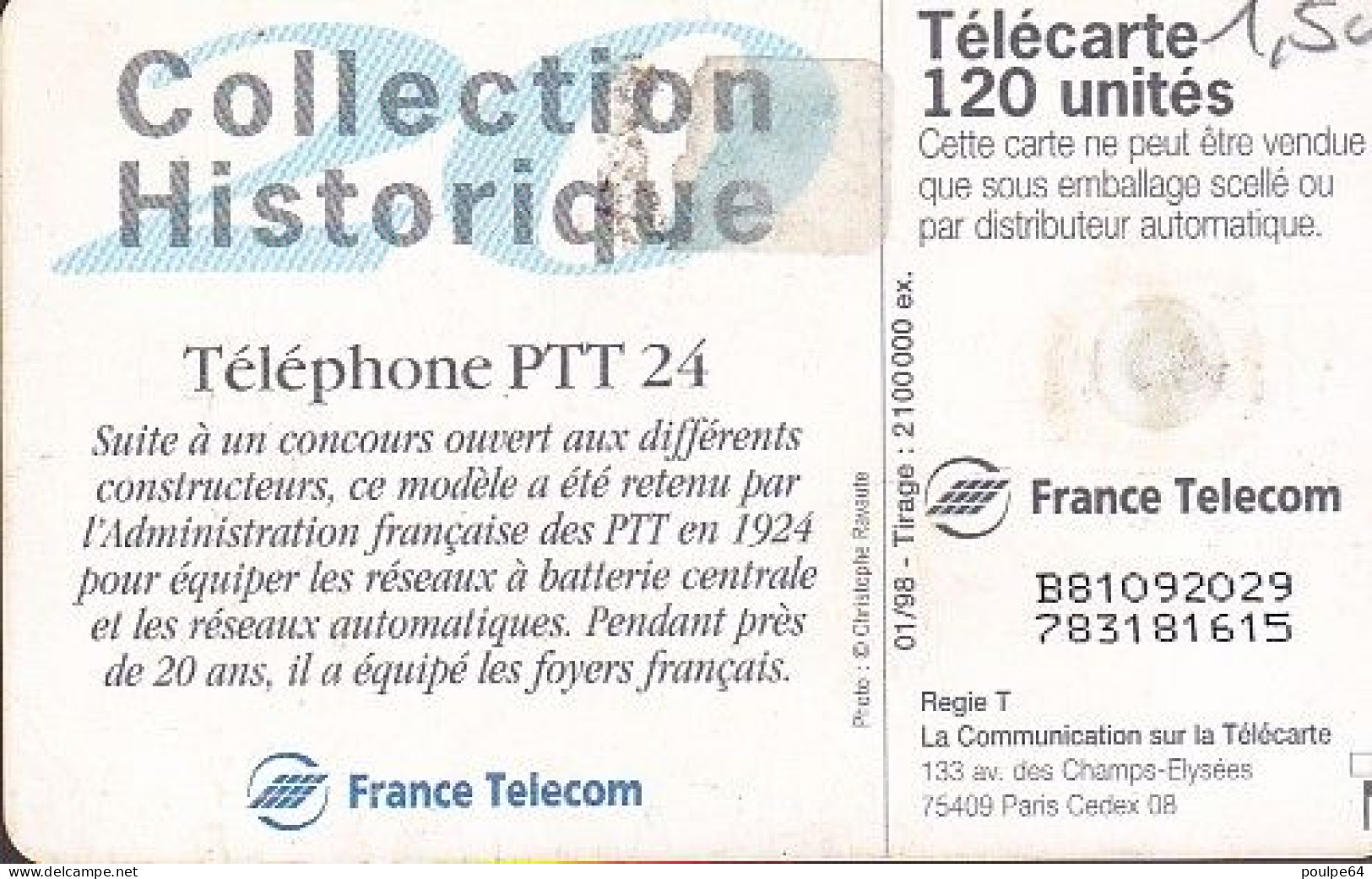 F820  01/1998 - PTT 24 - 120 GEM - 1998