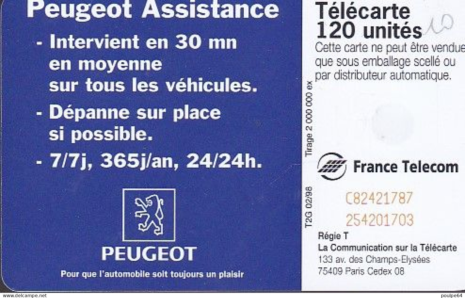 F826 02/1998 - PEUGEOT ASSISTANCE - 120 SC7or - 1998