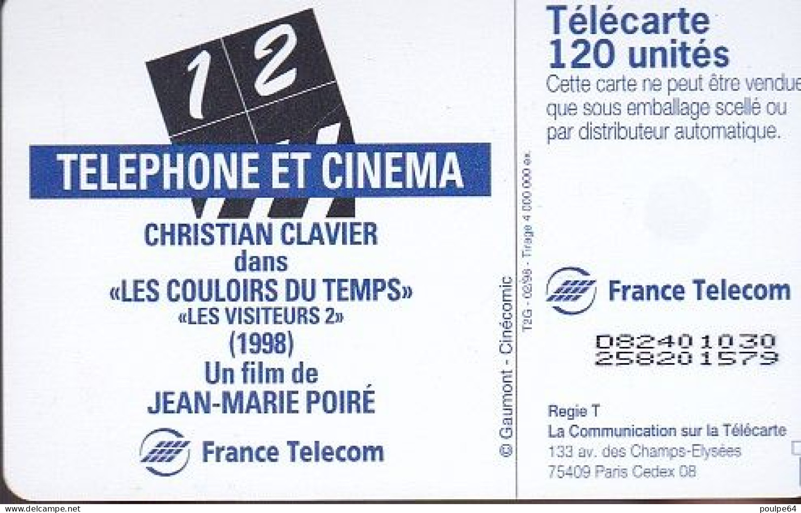 F828  02/1998 - CHRISTIAN CLAVIER " Cinéma " - 120 OB2 - 1998