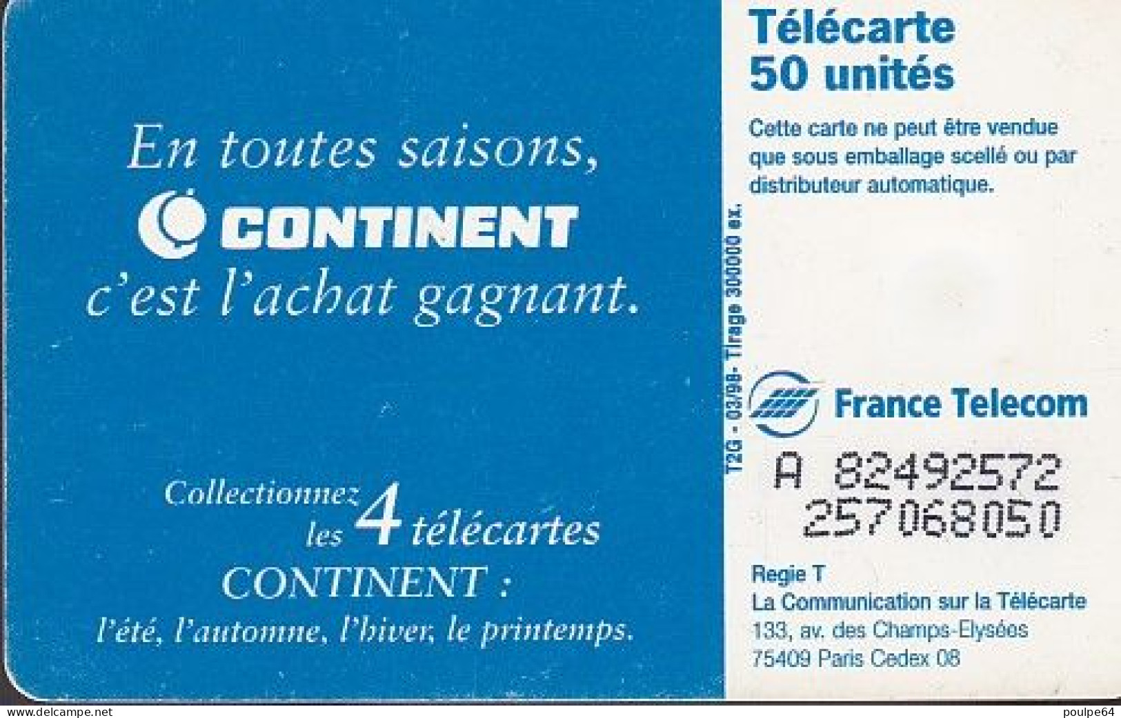 F832  03/1998 - CONTINENT " Printemps " - 50 SO3 - 1998