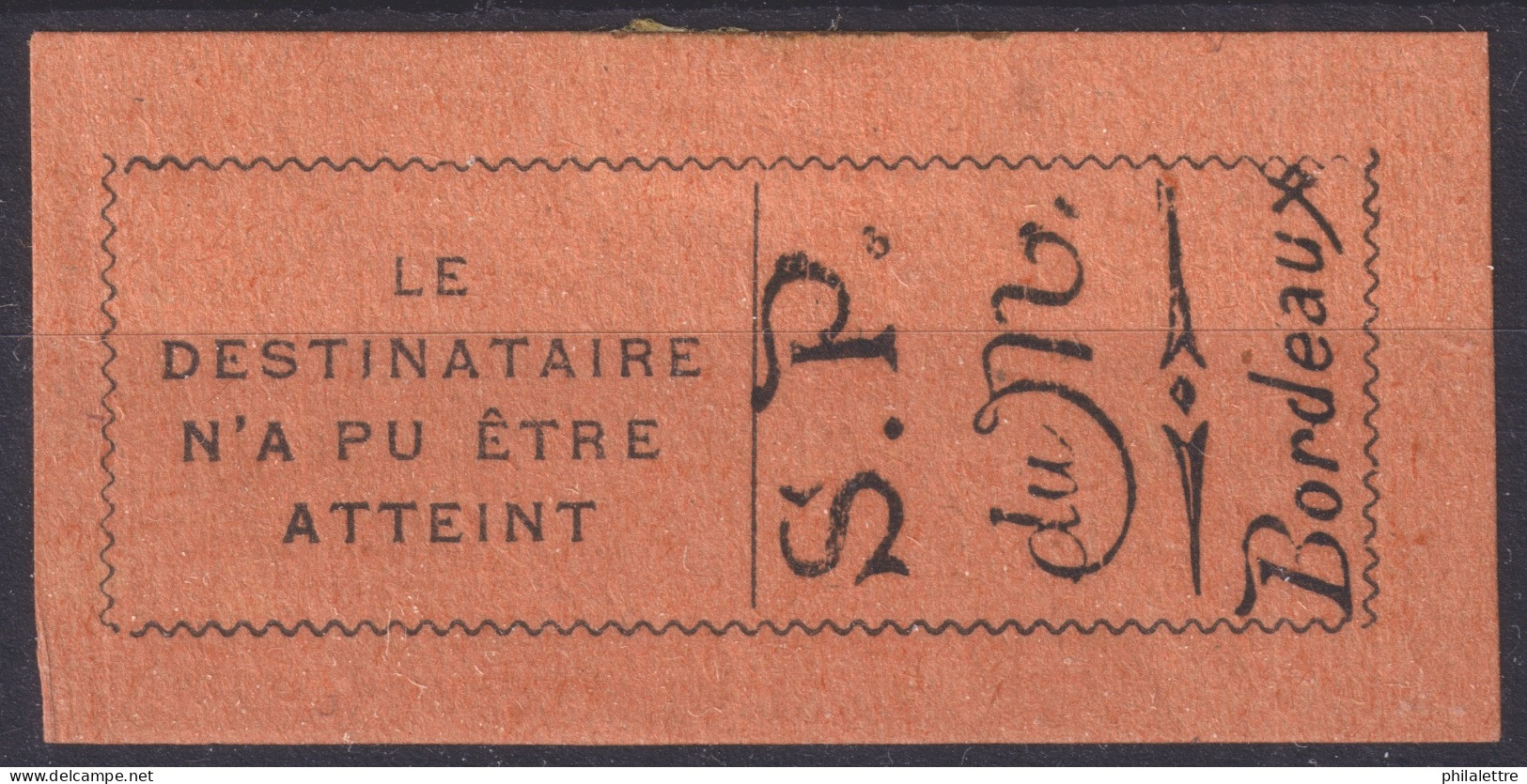 FRANCE - 1916 - Postes Montenegrines à Bordeaux - Timbres De Retour Yv.2 Noir S./rouge Neuf* TB - (c.15€) - Guerre (timbres De)