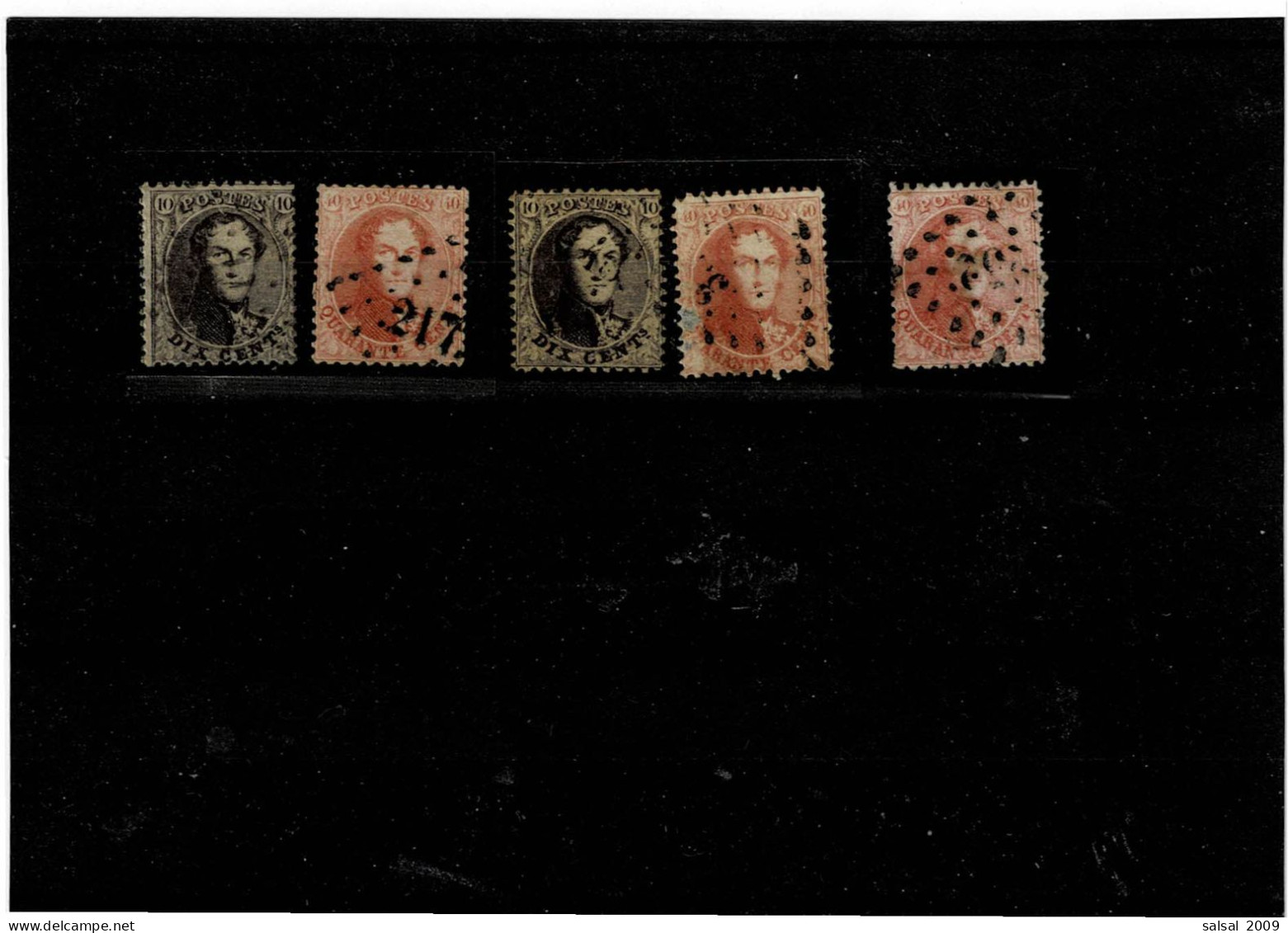 BELGIO ,10c. Bruno(2)+40c. Rosa Carminio(3) ,usati ,qualita Ottima - 1849-1865 Medaglioni (Varie)