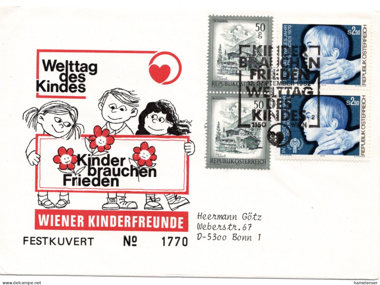 60742 - Österreich - 1982 - 2@S2,50 Jahr Des Kindes MiF A Bf WIEN - ... WELTTAG DES KINDES -> Westdeutschland - Otros & Sin Clasificación