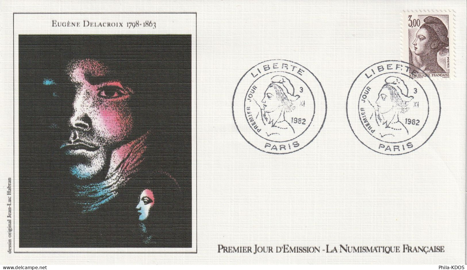 " TYPE LIBERTE DE DELACROIX " Sur 4 Enveloppes 1er Jour De 1982 Ed° LNF N° YT 2239 à 2244 Parfait état. FDC à Saisir !!! - 1982-1990 Liberté (Gandon)