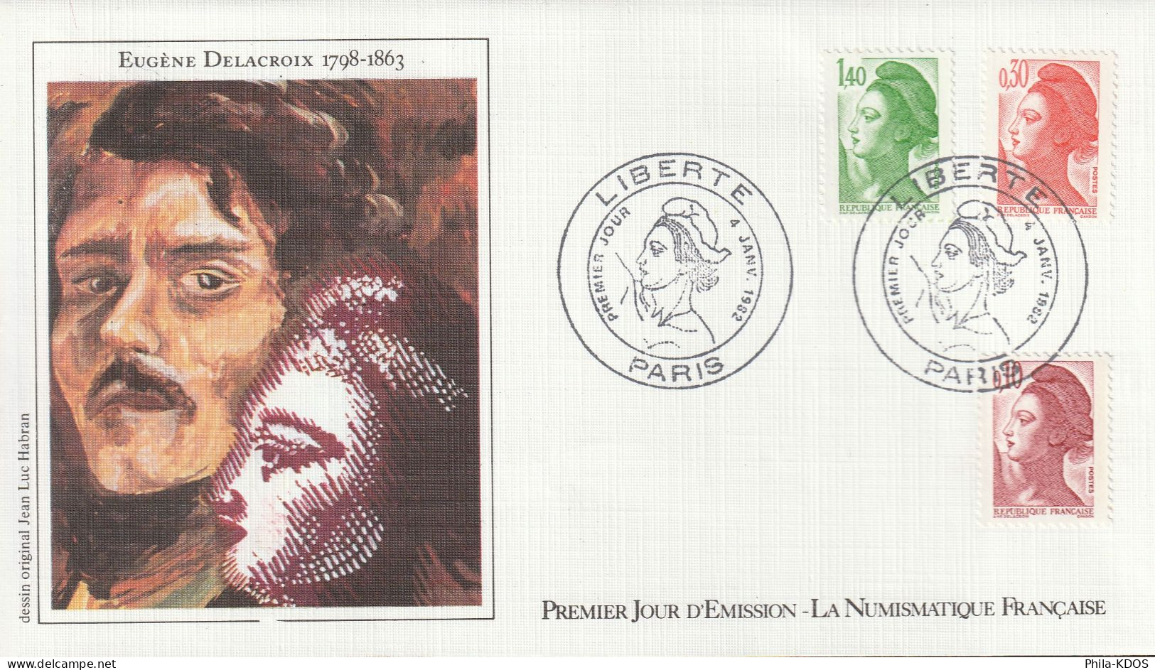 " TYPE LIBERTE DE DELACROIX " Sur 6 Enveloppes 1er Jour De 1982 Ed° LNF N° YT 2178 à 2187 Parfait état. FDC à Saisir !!! - 1982-1990 Liberté De Gandon