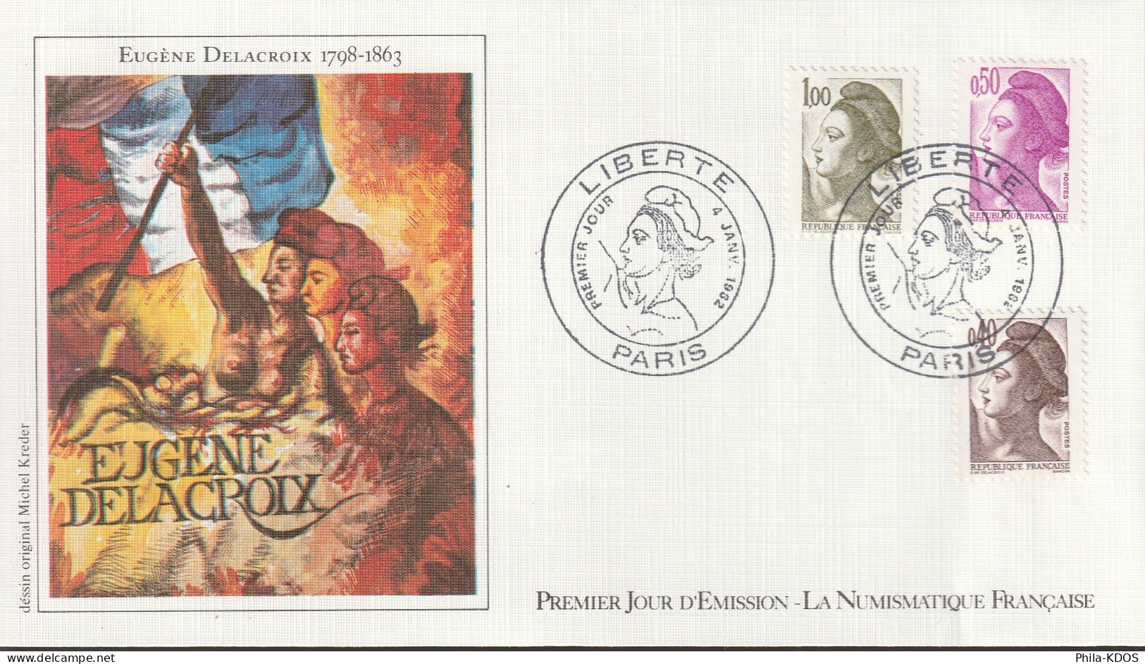 " TYPE LIBERTE DE DELACROIX " Sur 6 Enveloppes 1er Jour De 1982 Ed° LNF N° YT 2178 à 2187 Parfait état. FDC à Saisir !!! - 1982-1990 Vrijheid Van Gandon