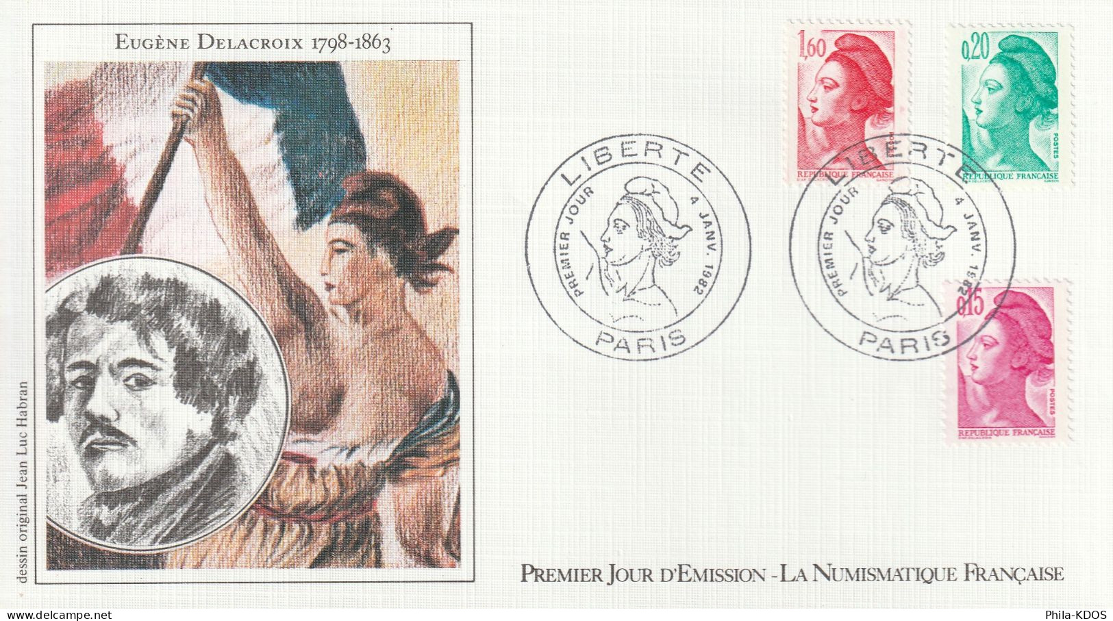 " TYPE LIBERTE DE DELACROIX " Sur 6 Enveloppes 1er Jour De 1982 Ed° LNF N° YT 2178 à 2187 Parfait état. FDC à Saisir !!! - 1982-1990 Libertà Di Gandon