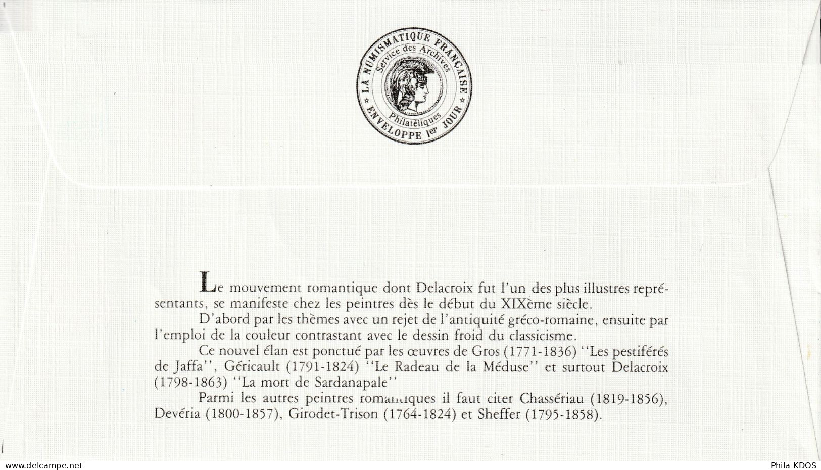" TYPE LIBERTE DE DELACROIX " sur 6 Enveloppes 1er jour de 1982 Ed° LNF N° YT 2178 à 2187 Parfait état. FDC à saisir !!!