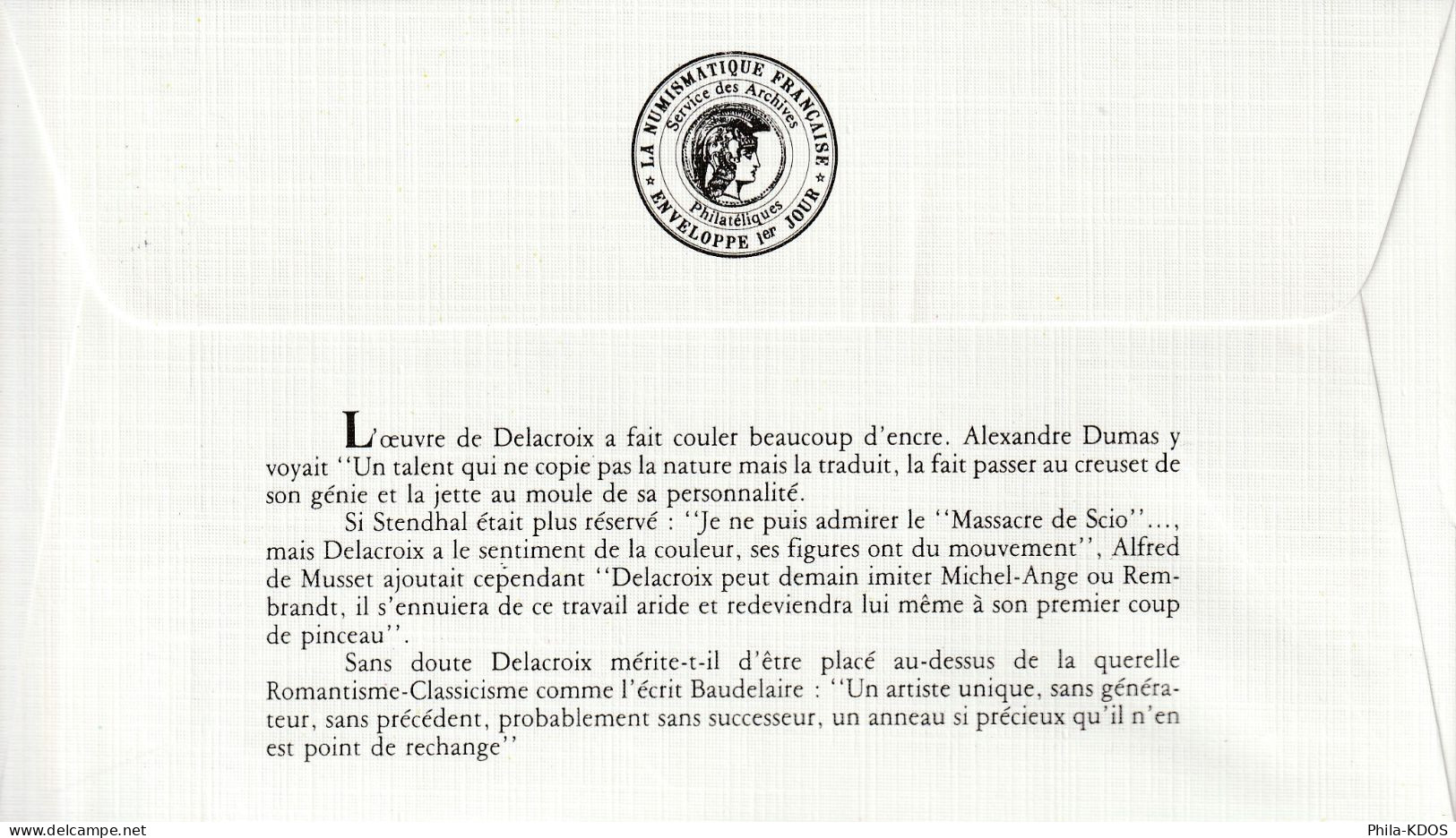 " TYPE LIBERTE DE DELACROIX " sur 6 Enveloppes 1er jour de 1982 Ed° LNF N° YT 2178 à 2187 Parfait état. FDC à saisir !!!