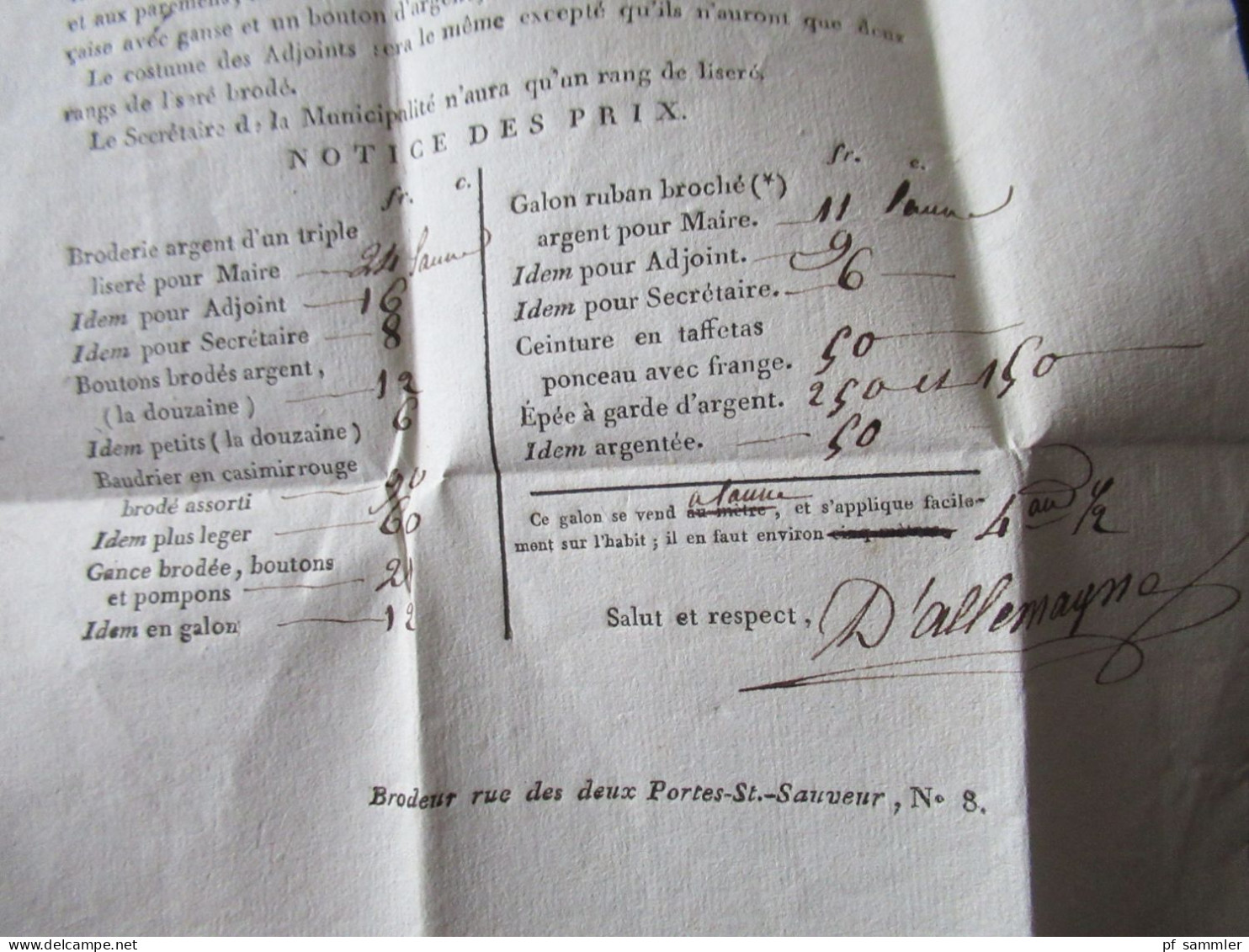 Frankreich Vorphila Paris 16 Beleg ab 1792 (Zeit der französischen Revolution) - 1820er Jahre / alle mit Inhalt!