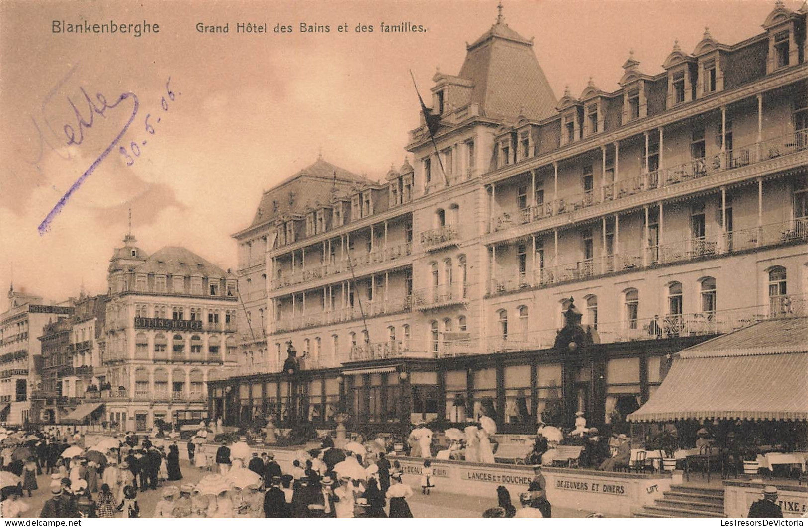 BELGIQUE - Blankenberge - Grand Hôtel Des Bains Et Des Familles - Animé - Carte Postale Ancienne - Blankenberge