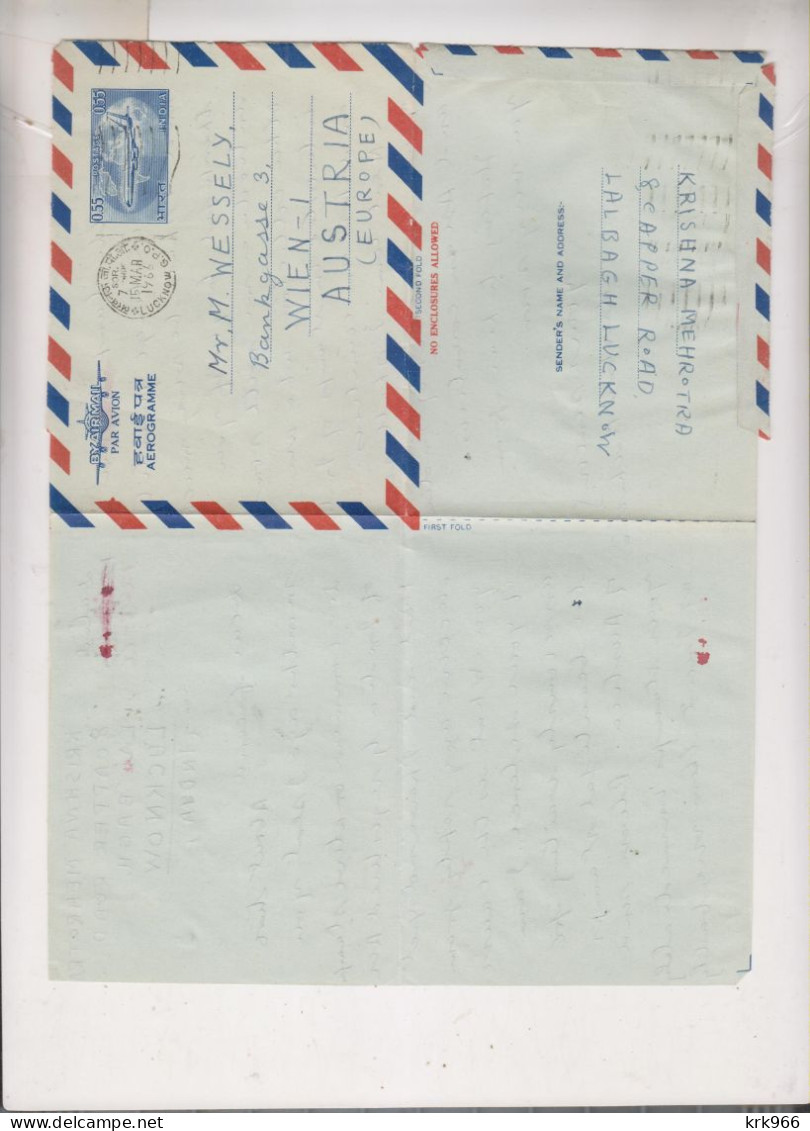 INDIA, 1966 LUCKNOW  Airmail Postal Stationery To Austria - Luchtpost