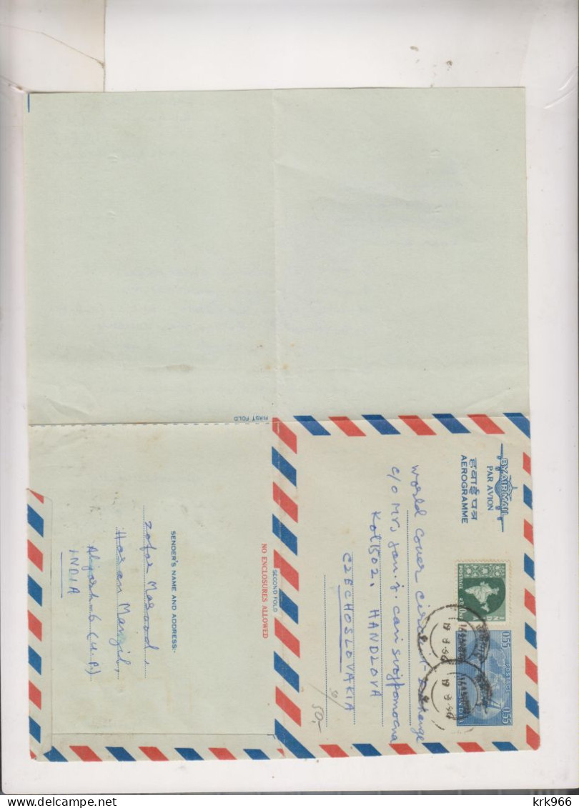 INDIA, 1966   Airmail Postal Stationery To Czechoslovakia - Airmail