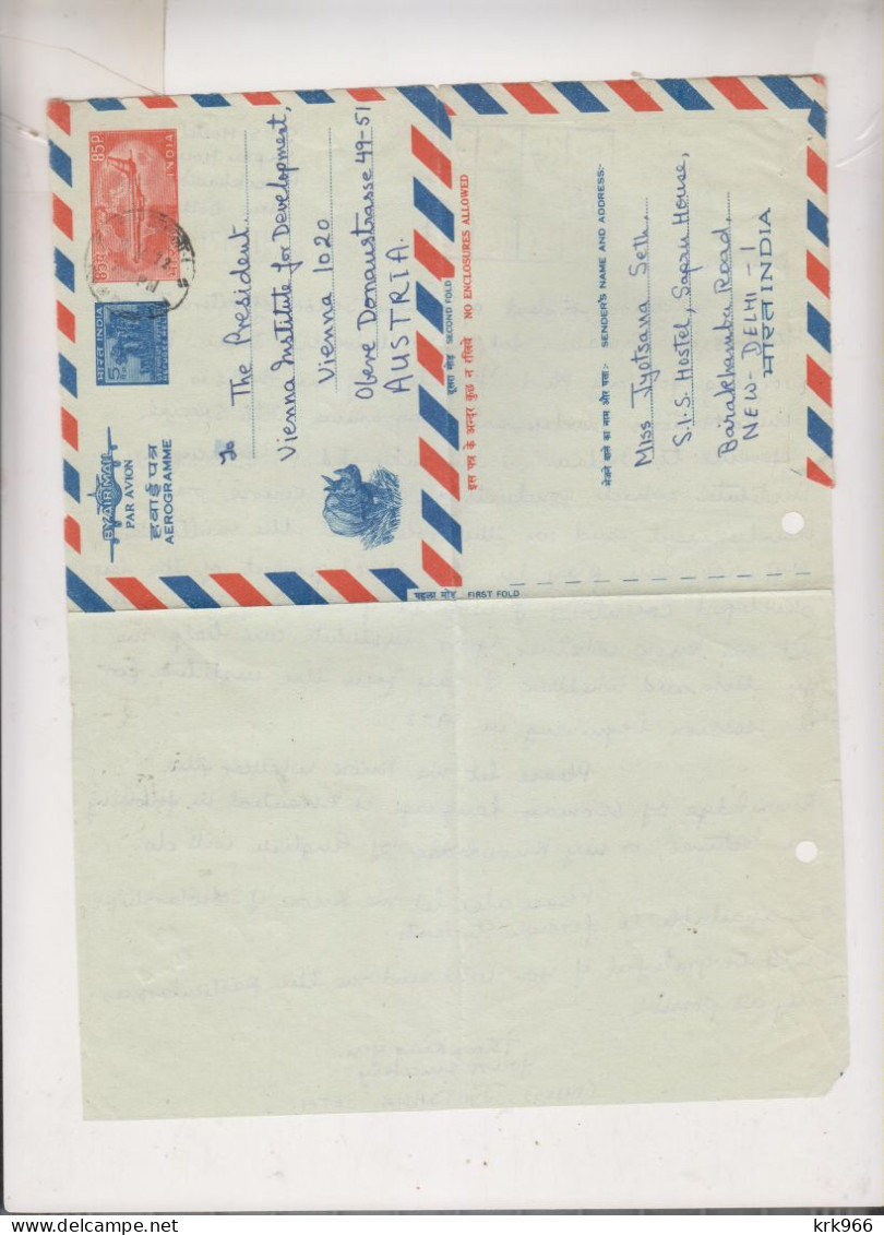 INDIA, 1972 NEW DELHI  Airmail Postal Stationery To Austria - Airmail